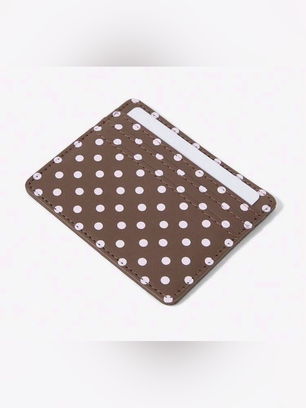 NWOT Brown w/White Polka Dot Card Holder